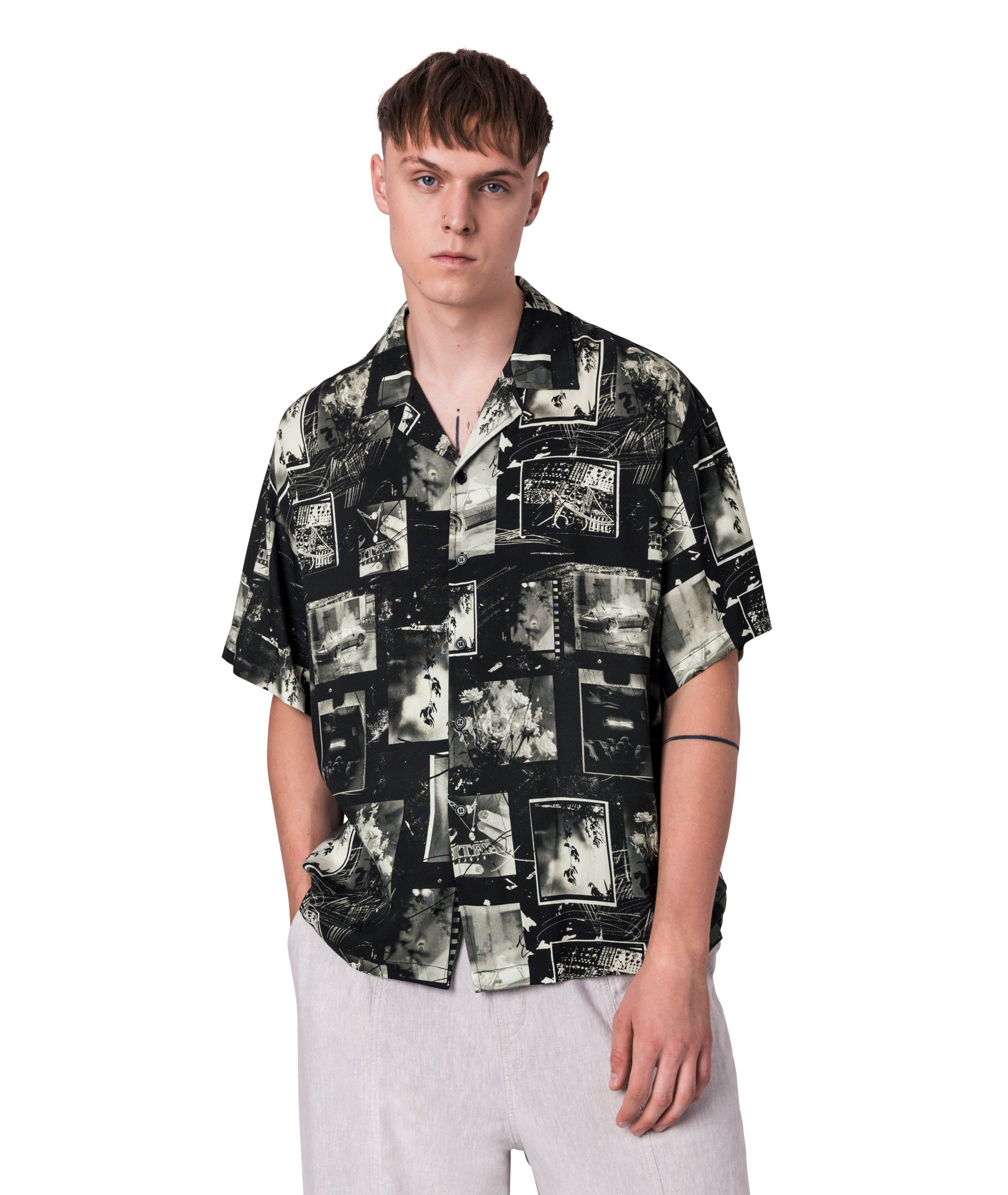 EXPOSED VISCOSE SHIRT - BLACK