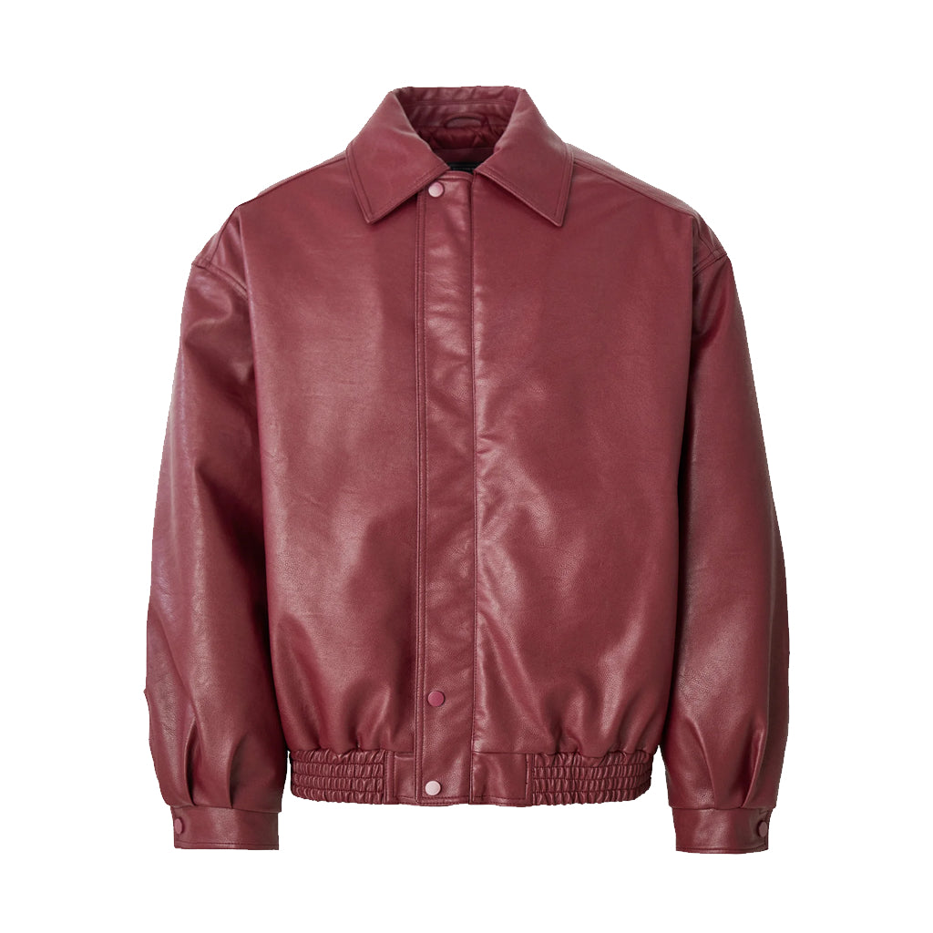 RACING LEATHER JACKET - BURGUNDY
