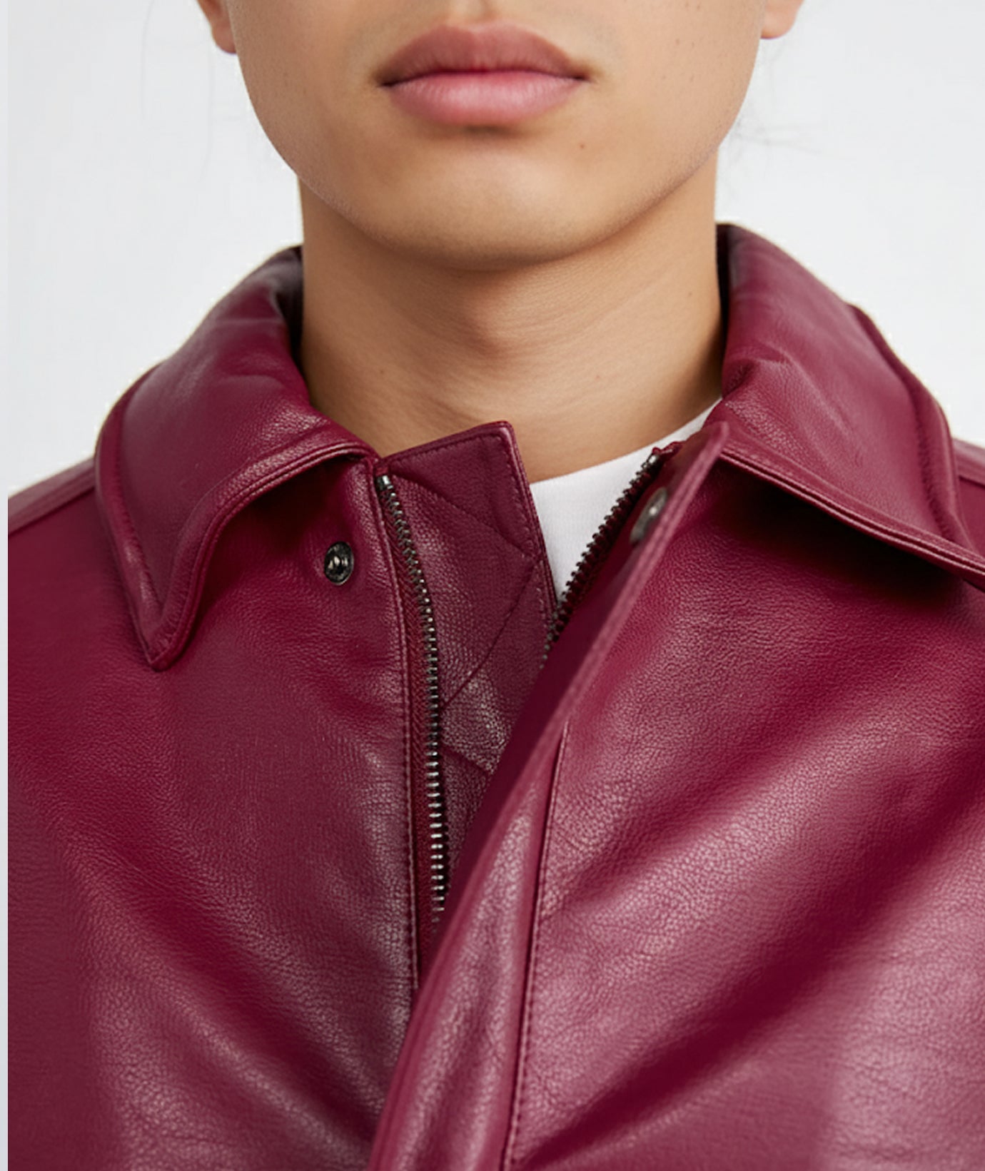 RACING LEATHER JACKET - BURGUNDY