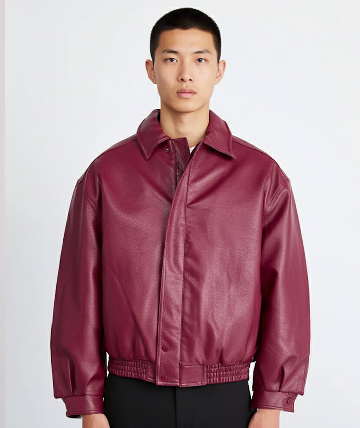 RACING LEATHER JACKET - BURGUNDY