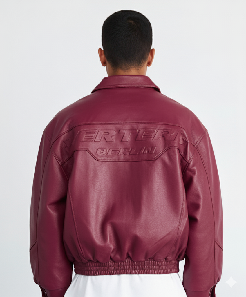 RACING LEATHER JACKET - BURGUNDY